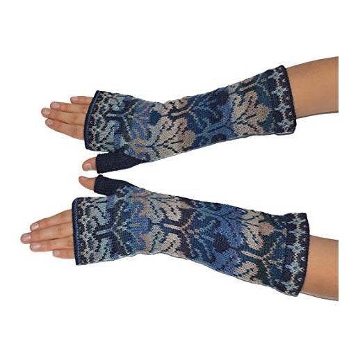 Invisible World guanti senza dita lana di alpaca 100% da donna invernali spring blue