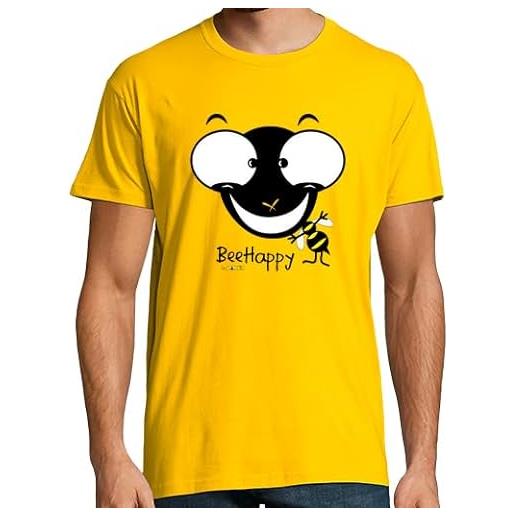 latostadora tostadora t-shirt a manica corta ape felice da uomo - senape l - rif. 435019-p