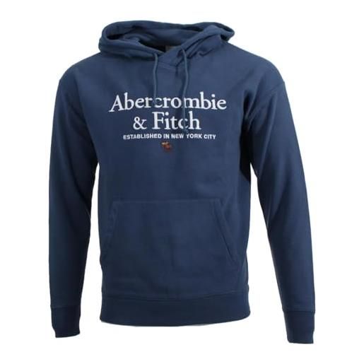 Abercrombie & Fitch felpa con cappuccio da uomo, blu, m