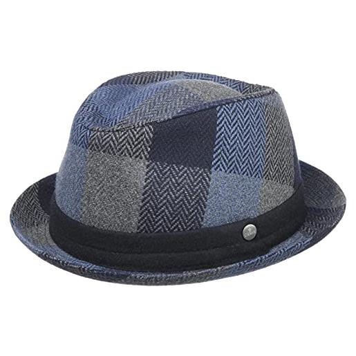 LIERYS cappello di tessuto centico pork pie uomo - made in italy lana autunno/inverno - l (58-59 cm) blu