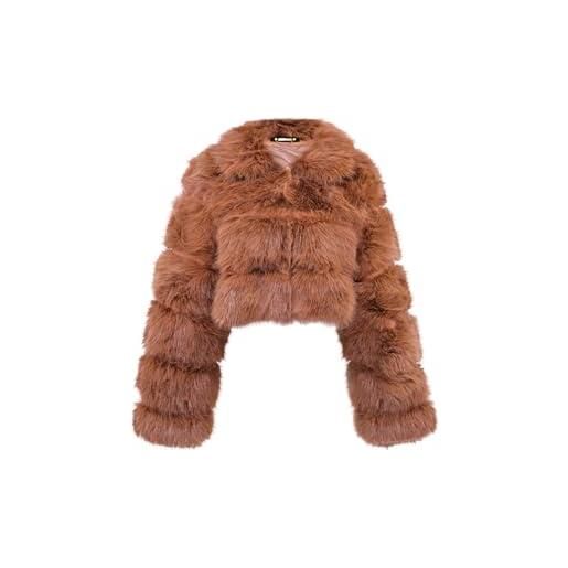 QUEEN HELENA pellicciotto corto invernale caldo giacca con pelo morbido donna plc06 (taglia unica, petrolio)