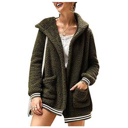 TSWRK giacca donna elegante, donna felpa con cappuccio maglione inverno caldo lana cerniera outwear pile pelliccia inverno manica lunga