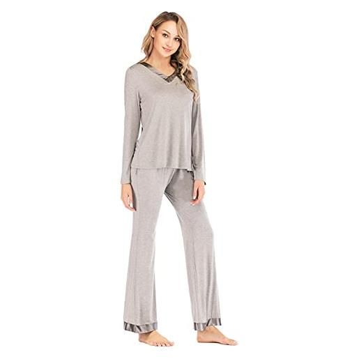 ShuoBeiter set pigiama per indumenti da notte a maniche lunghe da donna con pantaloni lunghi abbigliamento casual per la casa(z1, l)
