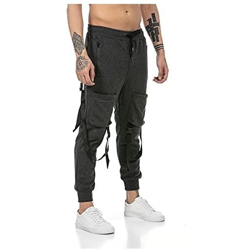 Redbridge pantalone da tuta uomo joggers sweat-pants stile cargo grigio m
