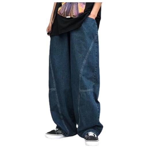 Onsoyours uomo baggy jeans y2k streetwear skateboard jeans pantaloni vintage boys jeans hip hop style pantaloni larghi a blu scuro m