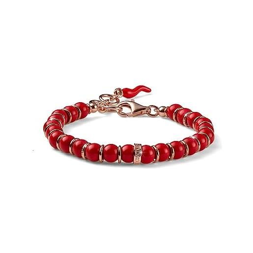 Maria Cristina Sterling bracciale argento 925 donna encanto con corallo rosso e argento, amore - braccialetto ragazza alla moda