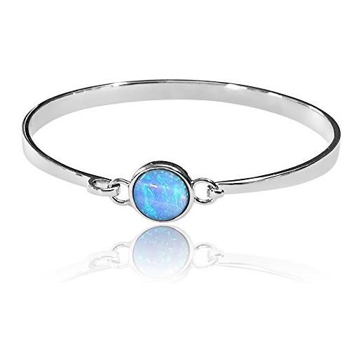 Paul Wright Jewellery bracciale rigido in argento sterling con opale blu, colore brillante. 