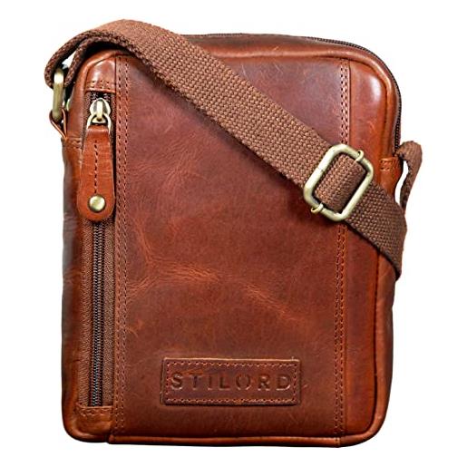 STILORD 'brandon' borsa tracolla piccola da uomo in pelle borsello borsetta pratica sottile messenger bag elegante in cuoio, colore: texas - marrone