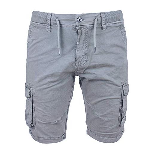 Evoga pantaloni corti uomo cargo slim fit cotone con tasconi laterali (44, grigio)