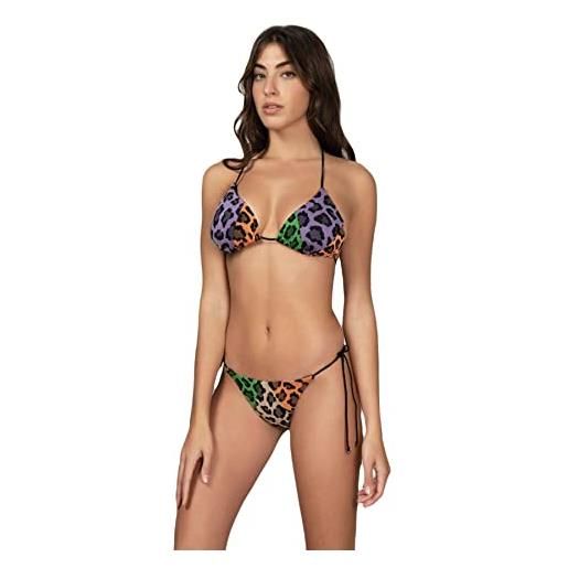 F**k bikini da donna fantasia con tripla stampa maculata donna beachwear m