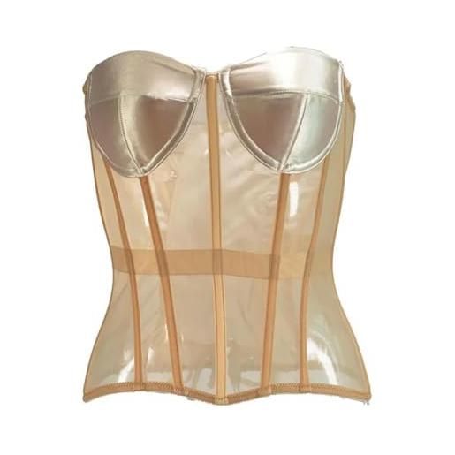 FRESQA corsetto overbust in rete da donna sexy top donna dimagrante vestibilità trasparente corsetti e bustini body shaper taglie forti xxs-5xl
