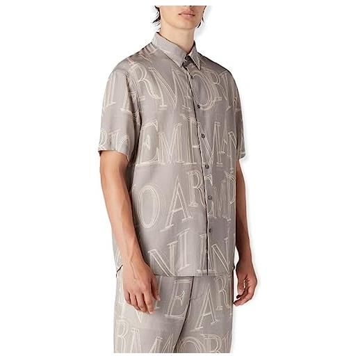 Emporio Armani camicia manica corta da uomo marchio, modello 3r1cq71nwdz, realizzato in sintetico. M grigio