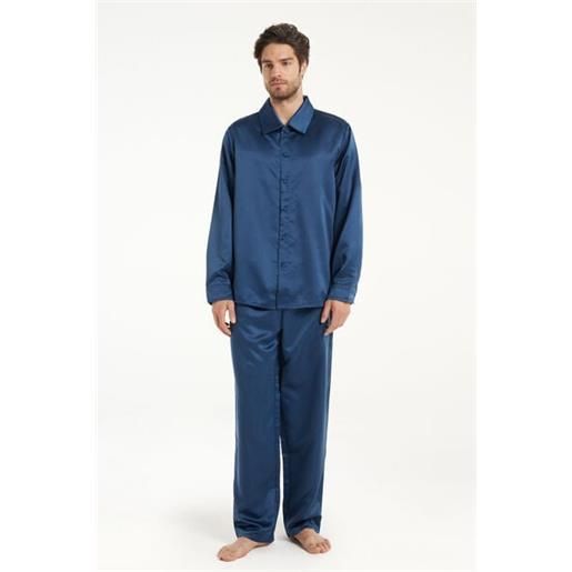 Tezenis pigiama lungo in raso uomo blu