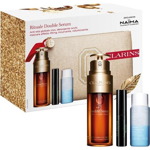 CLARINS cofanetto rituale double serum - siero anti-età globale + mascara + struccante occhi