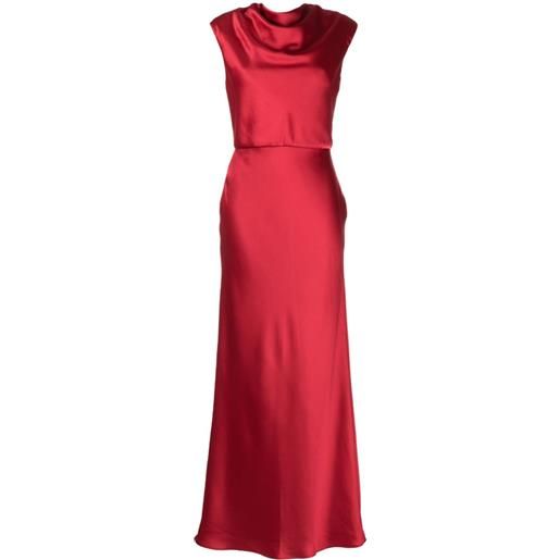 Amsale abito lungo smanicato con scollo drappeggiato - rosso