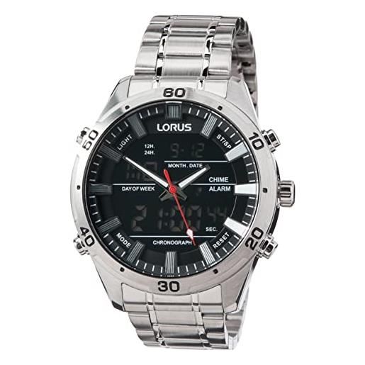 Lorus orologio analogueico-digital quarzo uomo con cinturino in metallo rw651ax9
