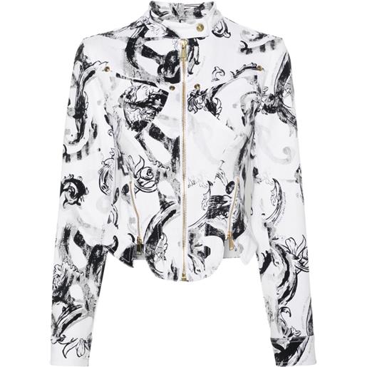 Versace Jeans Couture giacca denim watercolour couture - bianco