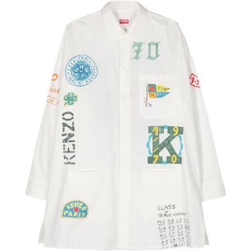 Kenzo camicia drawn varsity - bianco