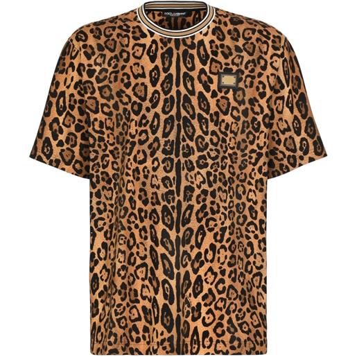 Dolce & Gabbana t-shirt leopardata - marrone