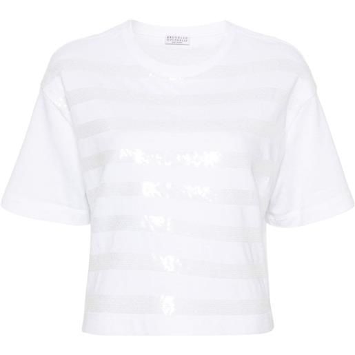 Brunello Cucinelli t-shirt con paillettes - bianco