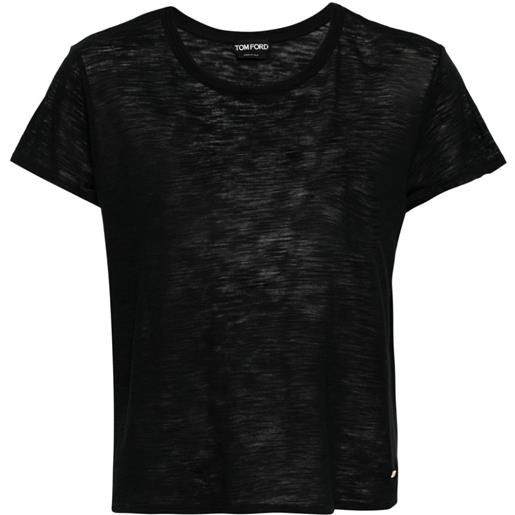 TOM FORD t-shirt con placca logo - nero
