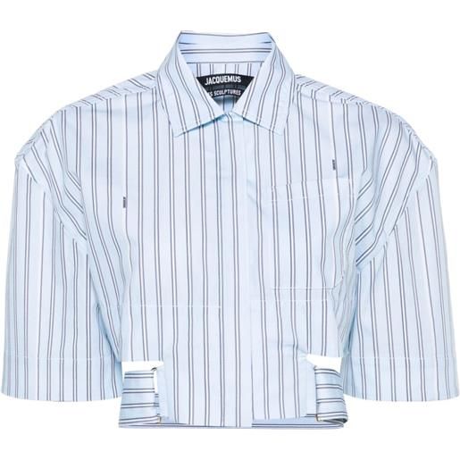 Jacquemus camicia la chemise courte bari a righe - blu