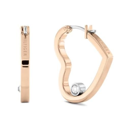 Tommy Hilfiger jewelry orecchini da donna in acciaio inossidabile con cristalli, carnation oro