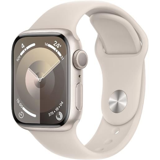 Apple watch series 9 gps cassa 41mm in alluminio galassia con cinturino sport galassia - s-m