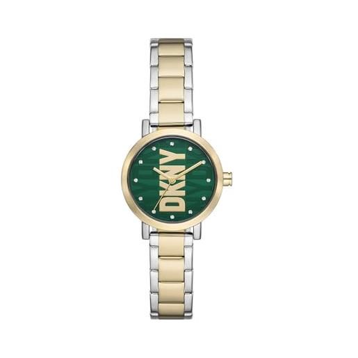 DKNY orologio soho da donna a tre sfere in lega color oro, ny6676