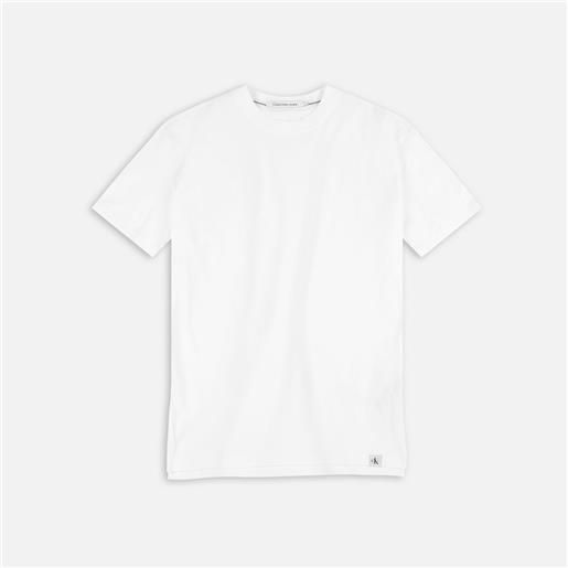 Calvin Klein Jeans woven tab long t-shirt bright white uomo