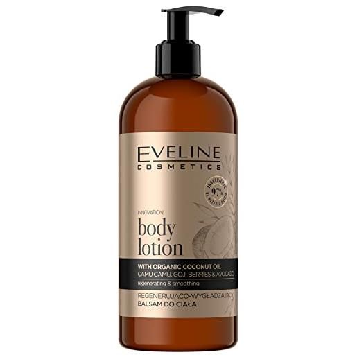 Eveline Cosmetics balsamo per il corpo organic gold rigenerante e levigante, 500 ml