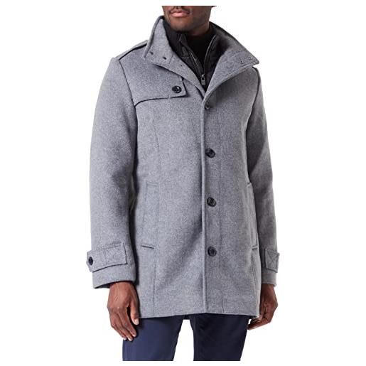 TOM TAILOR cappotto di lana con giacca interna, uomo, grigio (mid grey wool jacket structure 13125), xxl