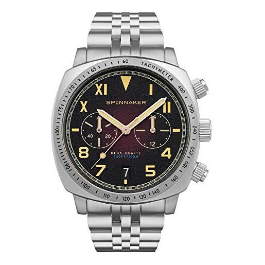Spinnaker mens 42mm hull california chronograph oxblood quartz watch with stainless steel bracelet sp-5092-22