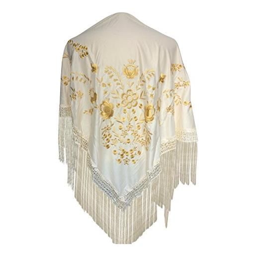 La Senorita la señorita foulard cintura chale manton de manila flamenco di danza bianco oro
