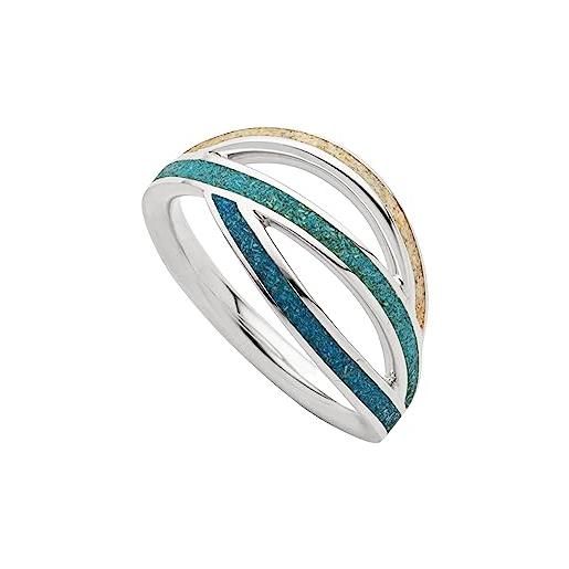 DUR anello gioielli ocean stream sabbia spiaggia/sabbia blu pietra, argento 925 rodiato (r5855), argento, nessuna pietra preziosa