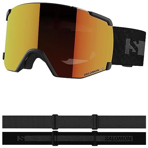 Salomon s/view, occhiali sci snowboard unisex: campo visivo esteso, acuità visiva & riduzione dell'abbagliamento, e fine della condensa, nero, senza taglia