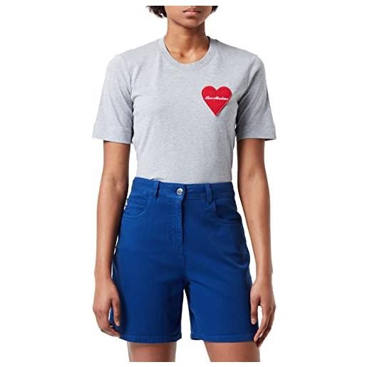 Love Moschino 5 pockets shorts with logo heart tag. Pantaloncini casual, blue, 38 da donna