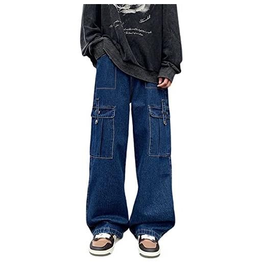 Veryin donne baggy jeans y2k boyfriend jeans fashion high waist casual loose denim cargo pants paracadute con tasche