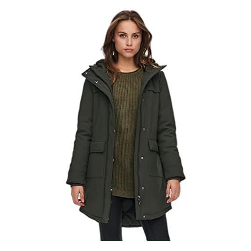 Only onleindhoven parka jacket otw cappotto, grigio, s donna