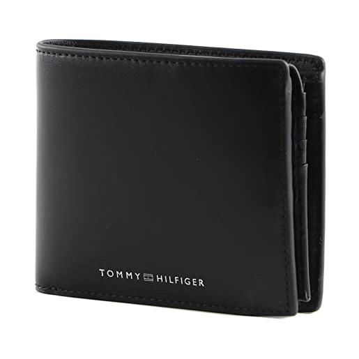 Tommy Hilfiger portafoglio uomo th modern leather cc flap & coin piccolo, nero (black), taglia unica
