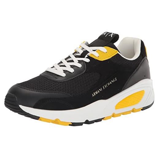 Emporio Armani armani exchange bronx sneakers, scarpe da ginnastica uomo, nero giallo, 46 eu