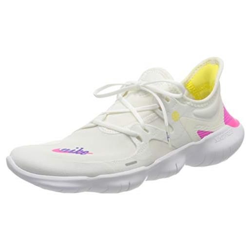 Nike wmns free rn 5.0 jdi, scarpe da running donna, bianco (white/laser fuchsia/summit white/psychic purple/yellow pulse/black 100), 37.5 eu