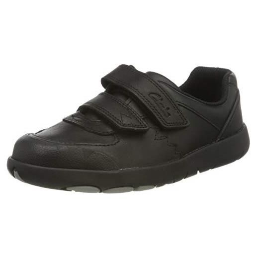 Clarks rex pace k, scarpe da ginnastica basse, bambini e ragazzi, nero black leather black leather, 32 eu