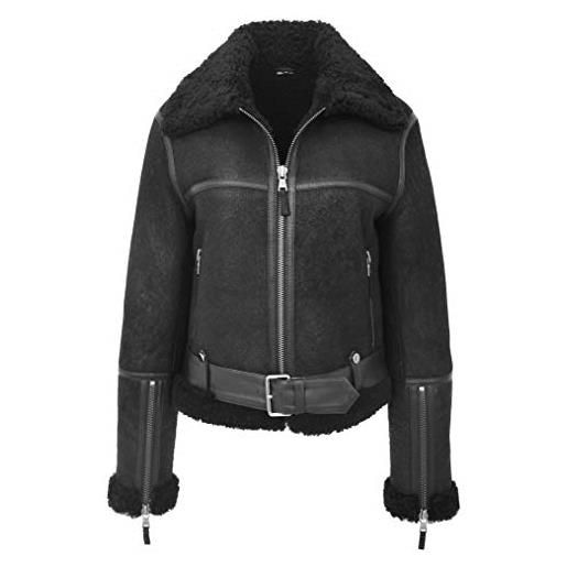 House Of Leather giacca da aviatore da donna in vera pelle di pecora raf stile bomber elsie, nero , 12