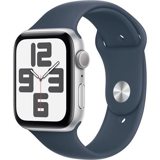 Apple watch se gps cassa 44mm in alluminio argento con cinturino sport blu tempesta - m-l