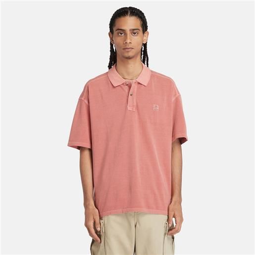 Timberland polo garment dyed da uomo in rosso rosso