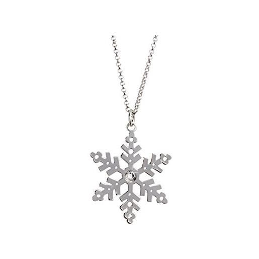 Aka gioielli - collana donna con ciondolo fiocco di neve e cristallo swarovski in argento 925, idea regalo
