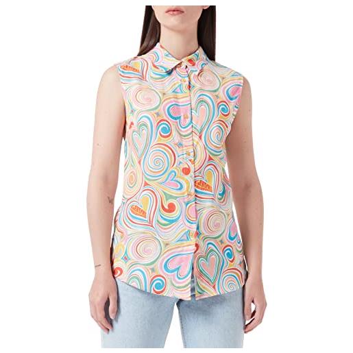 Love Moschino sleeveless slim fit in fluid cupro-cotton camicia, multicolore, 48 donna