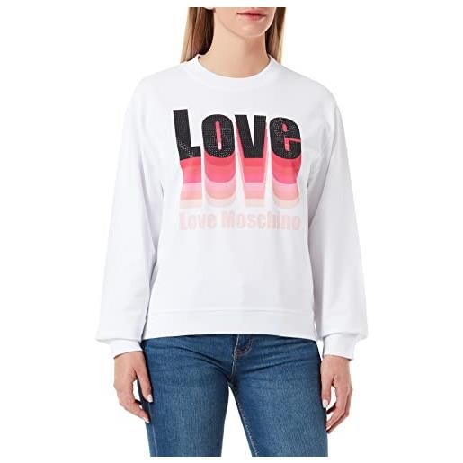 Love Moschino sweatshirt in stretch cotton maglia di tuta, bianco, 44 donna