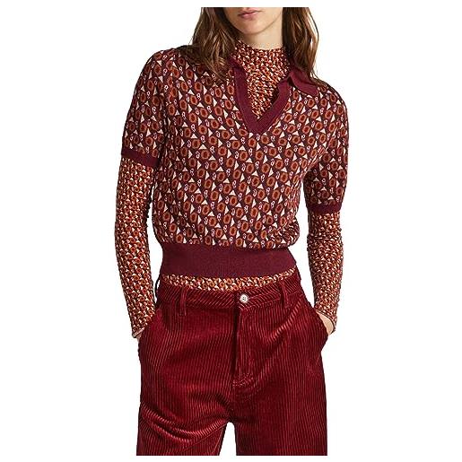 Pepe Jeans elle polo, polo donna, rosso (burgundy), l